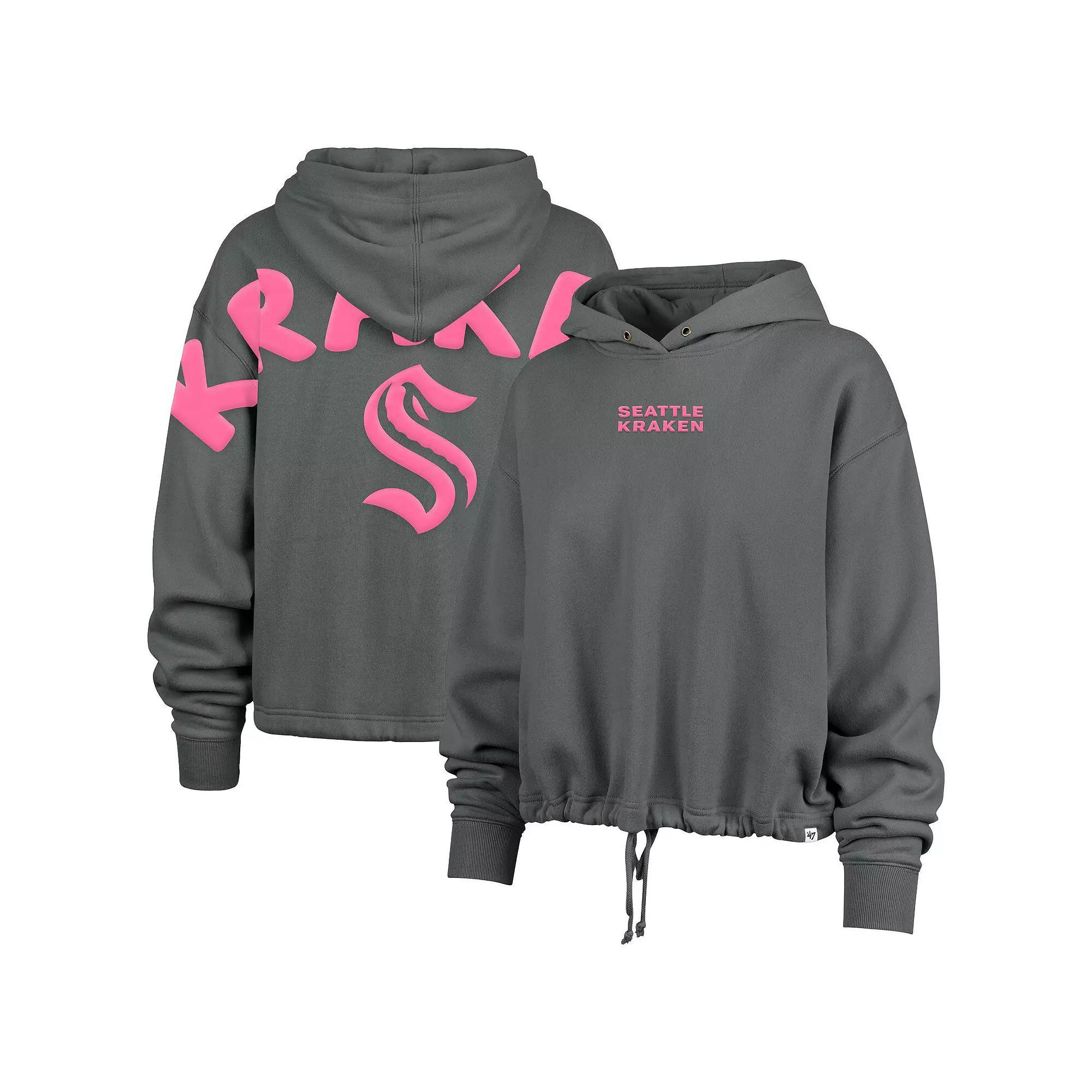 Women's '47 Gray Pittsburgh Penguins Bright Side Venice Cropped Pullover Hoodie, Size: Medium, Grey Product Image