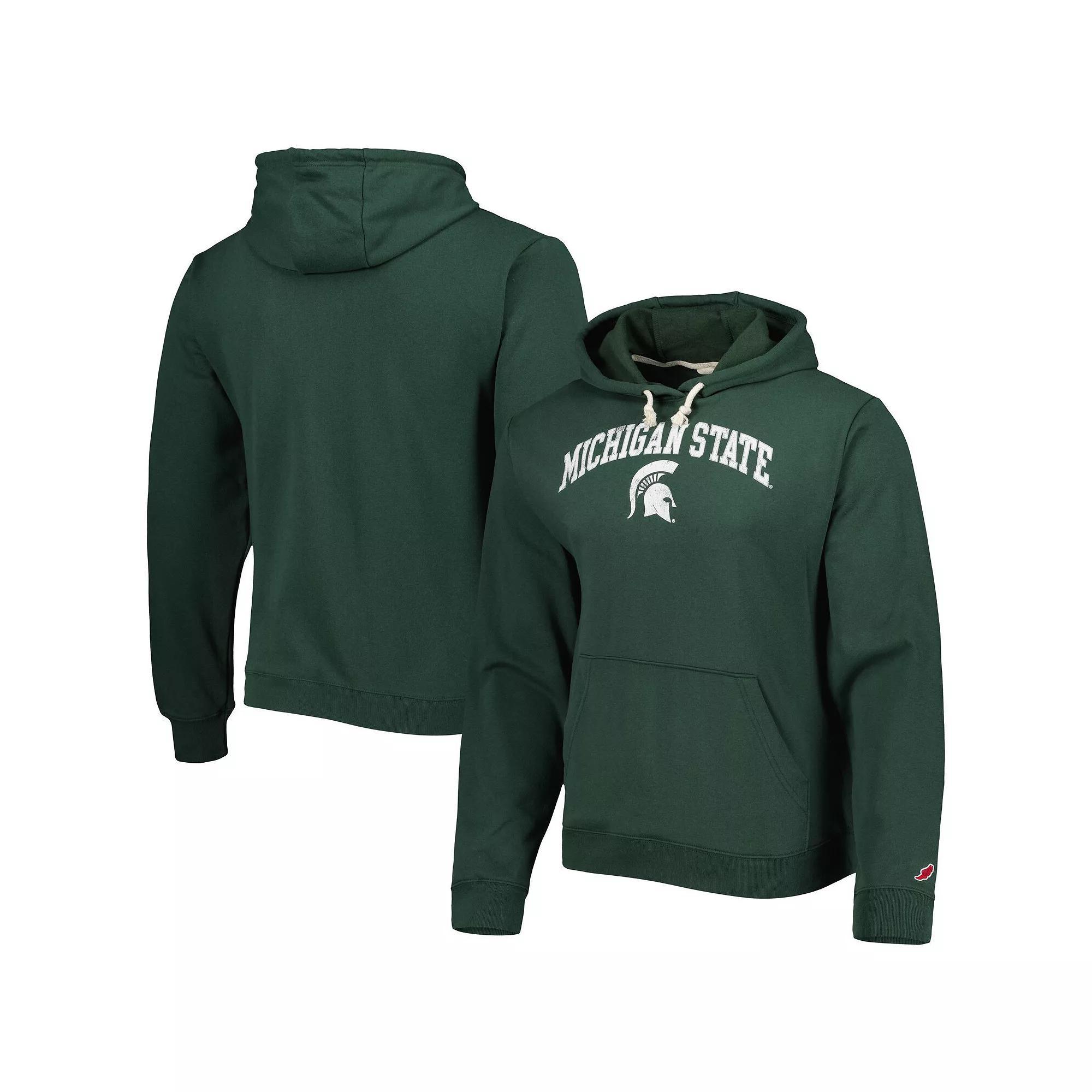 Men's League Collegiate Wear Green Michigan State Spartans Arch Essential Fleece Pullover Hoodie, Size: Large Product Image