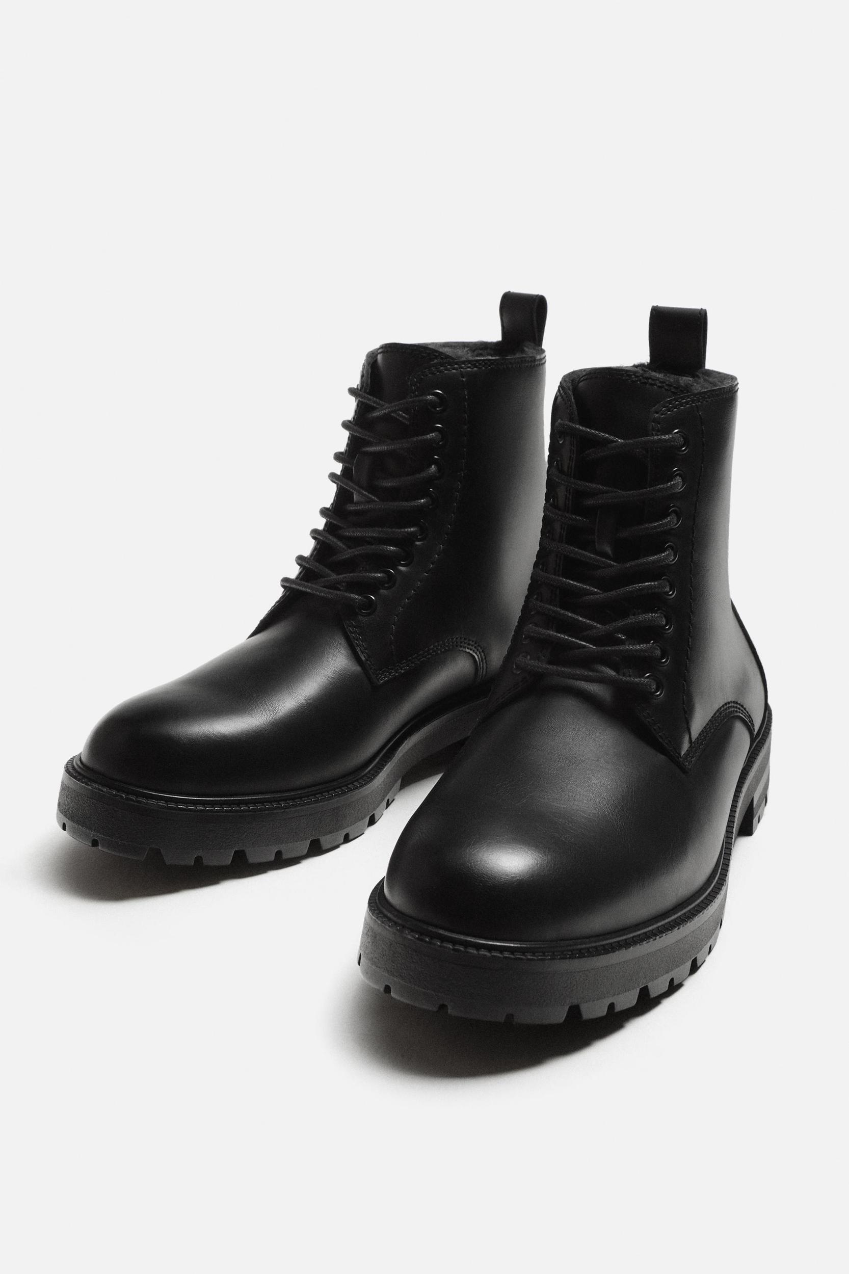 FLEECE LINED LACED BOOTS Product Image
