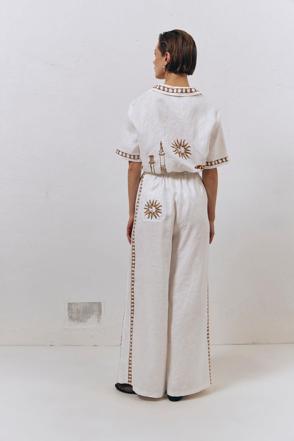 Maya Linen Pants Skyros Product Image
