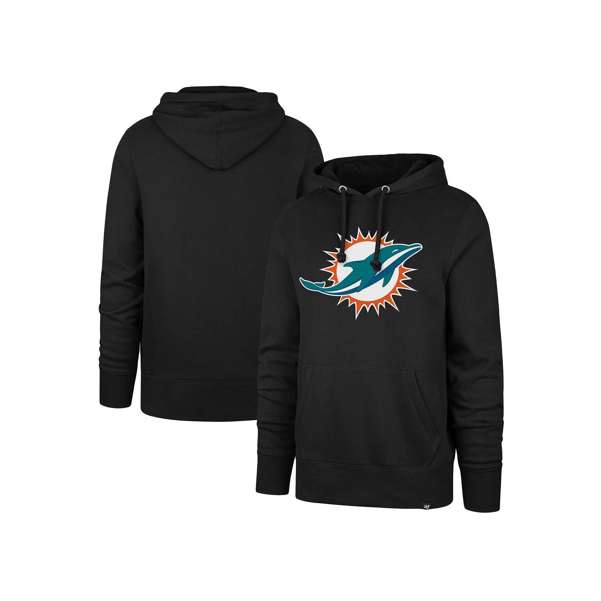 Men's '47 Black Miami Dolphins Imprint Headline Pullover Hoodie, Size: Large Product Image