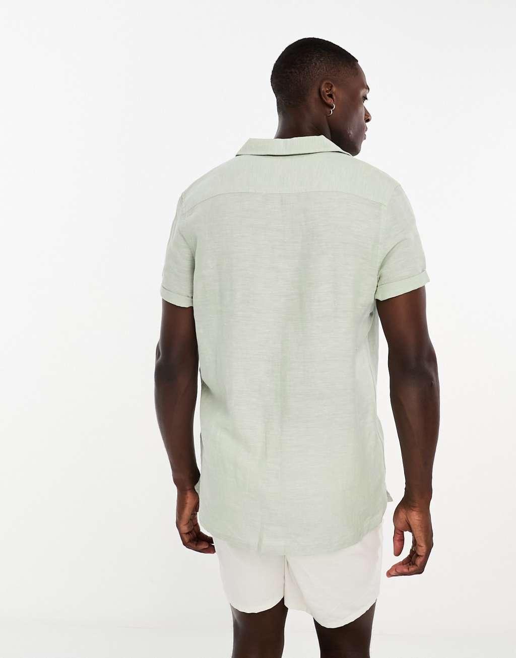 ASOS DESIGN regular revere linen mix shirt Product Image