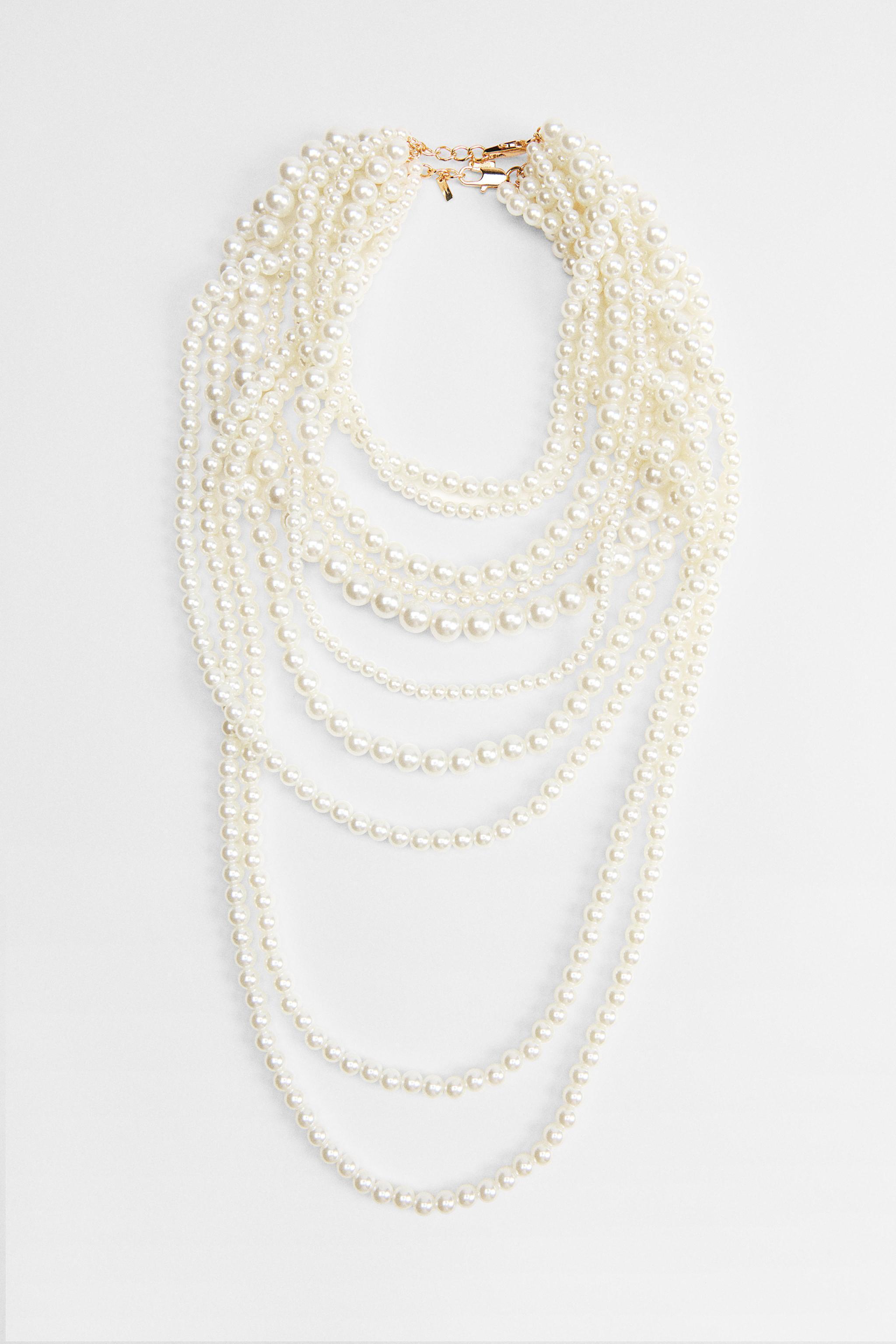 MULTI-STRAND FAUX PEARL NECKLACE Product Image