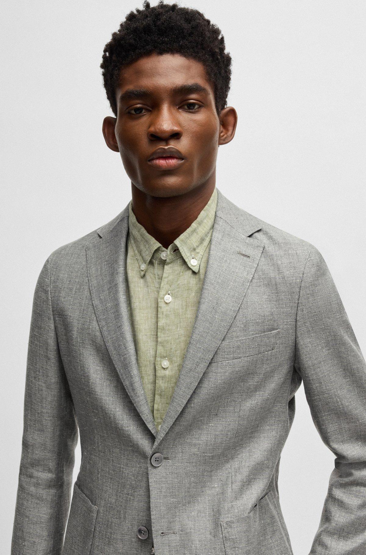 Slim-fit blazer in micro-patterned fabric Product Image