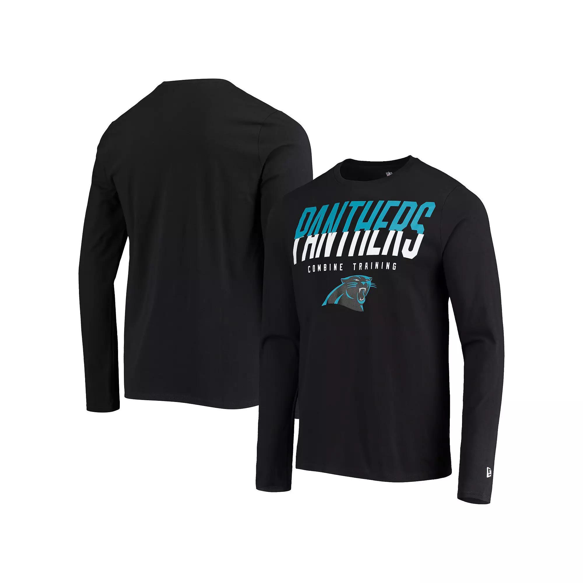 Men's New Era Black Carolina Panthers Combine Authentic Split Line Long Sleeve T-Shirt, Size: Large Product Image