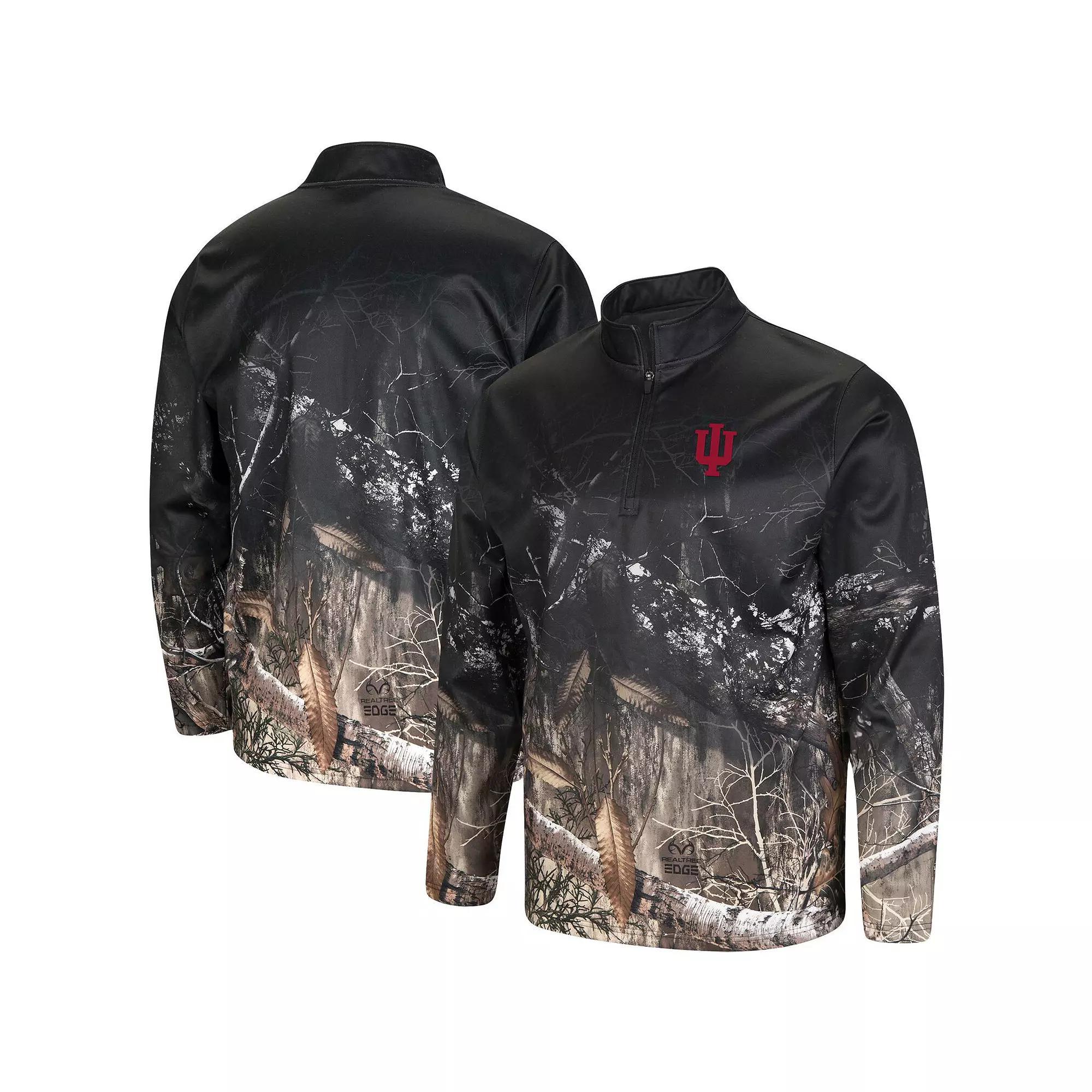 Men's Colosseum Black/Realtree Camo Indiana Hoosiers Creek Quarter-Zip Jacket, Size: Medium Product Image