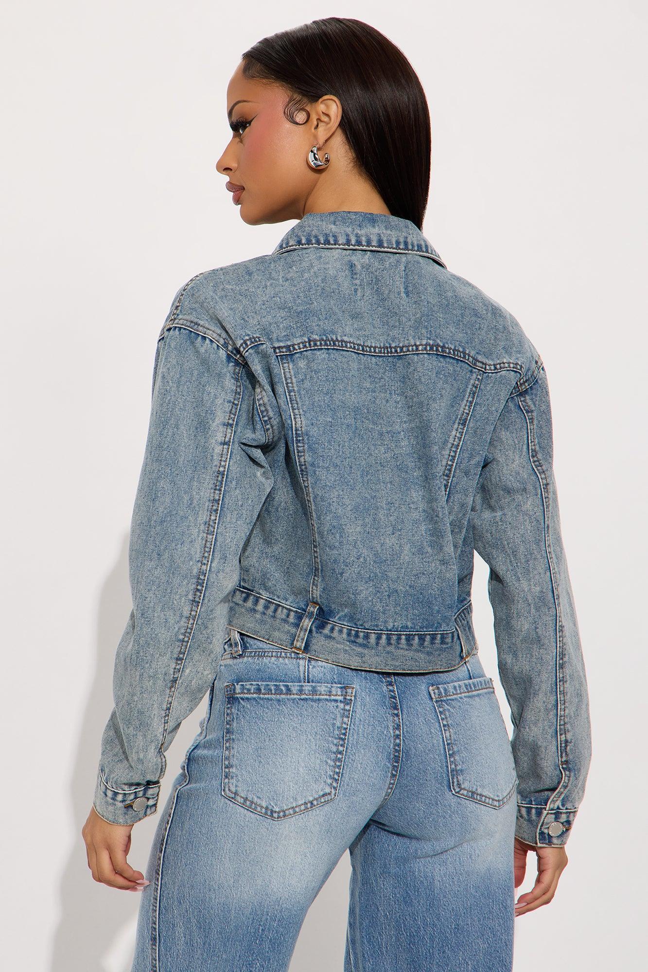 Watch Me Shine Embellished Denim Jacket - Medium Wash Product Image