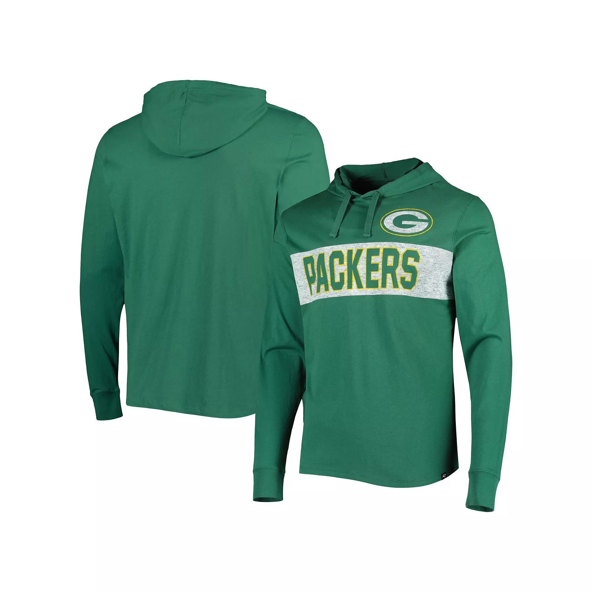 Men's '47 Green Green Bay Packers Field Franklin Hooded Long Sleeve T-Shirt, Size: 3XL Product Image