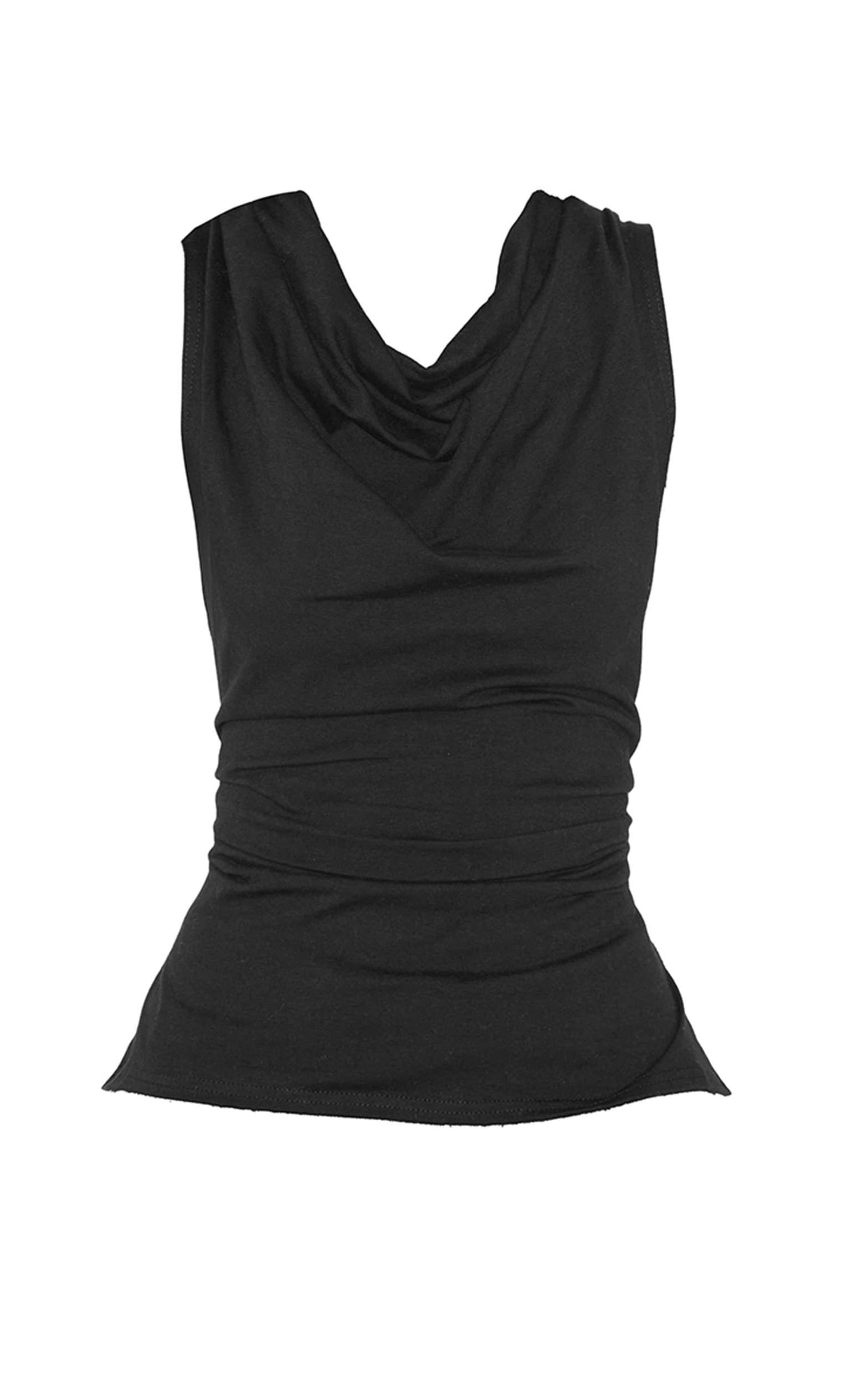 Black Cotton Ruched Waist Sleeveless Top Product Image