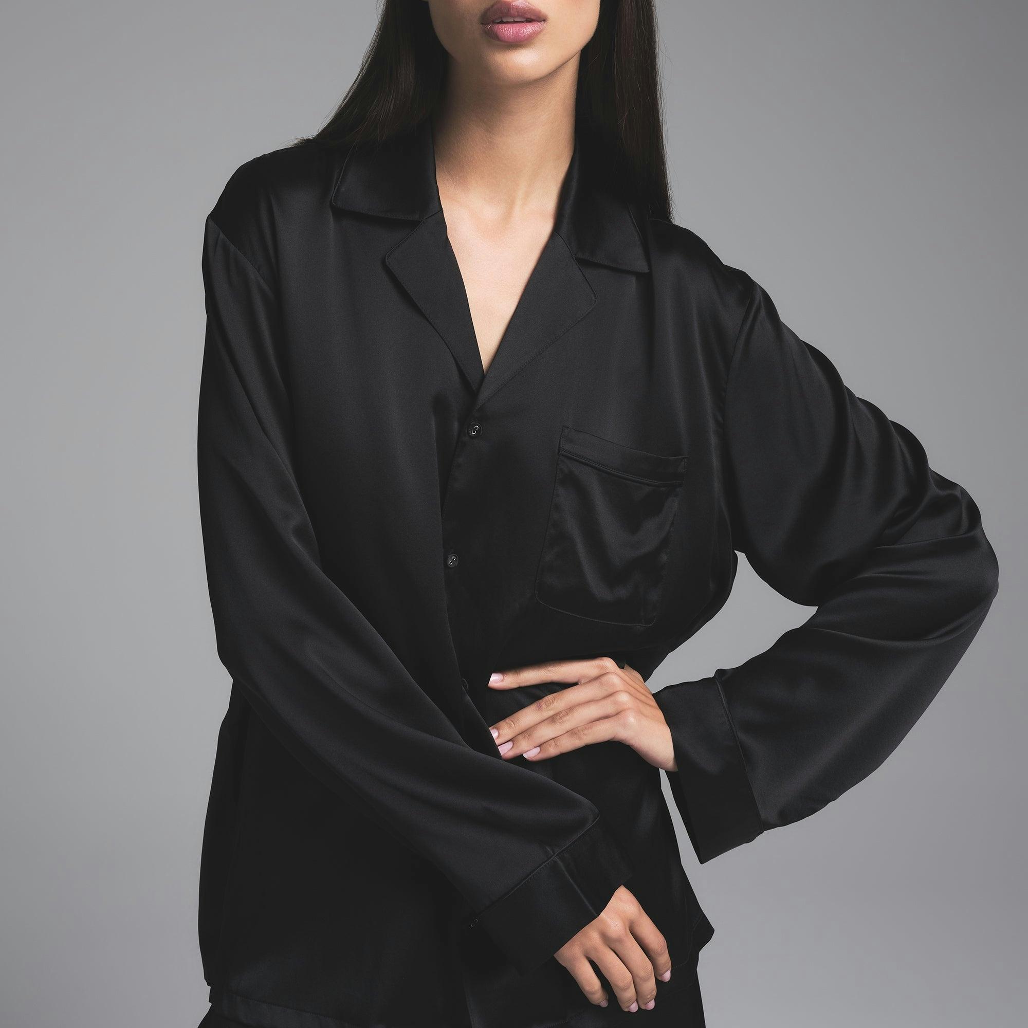 SILK OVERSIZED SLEEP SET | ONYX Product Image