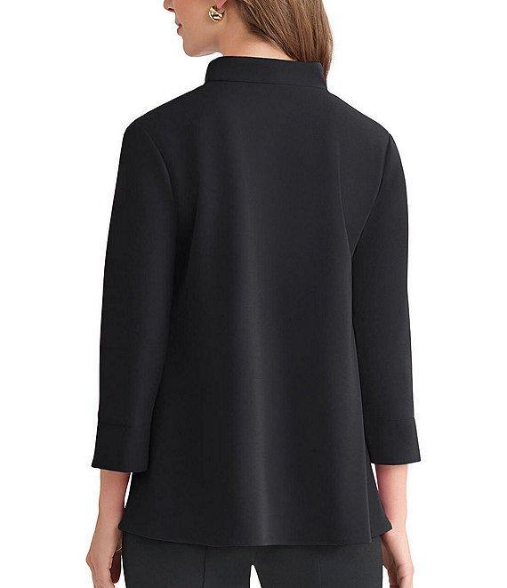 Ming Wang Stretch Crepe Scoop Neck 3/4 Sleeve Blouse Product Image