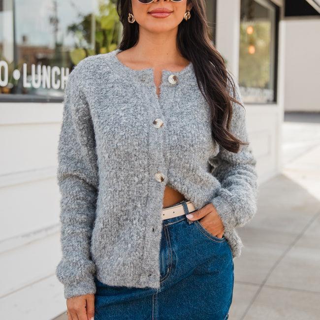 Seasonal Shift Grey Boucle Cardigan Jacket FINAL SALE Product Image