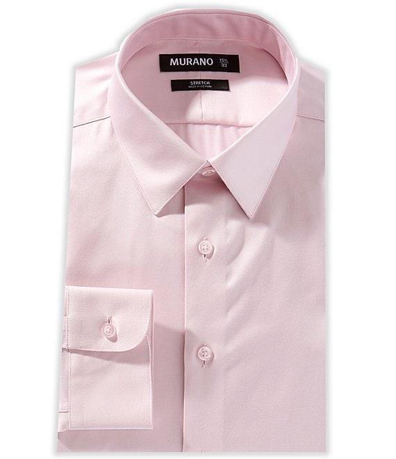 Murano Slim-Fit Point Collar Solid Sateen Dress Shirt Product Image