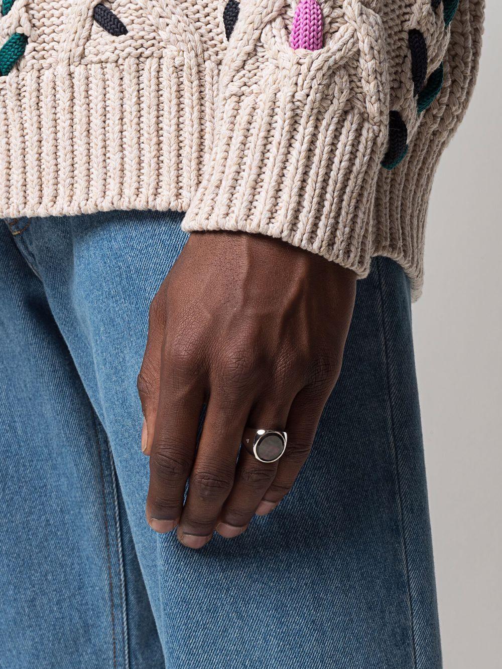 black mother-of-pearl signet ring Product Image