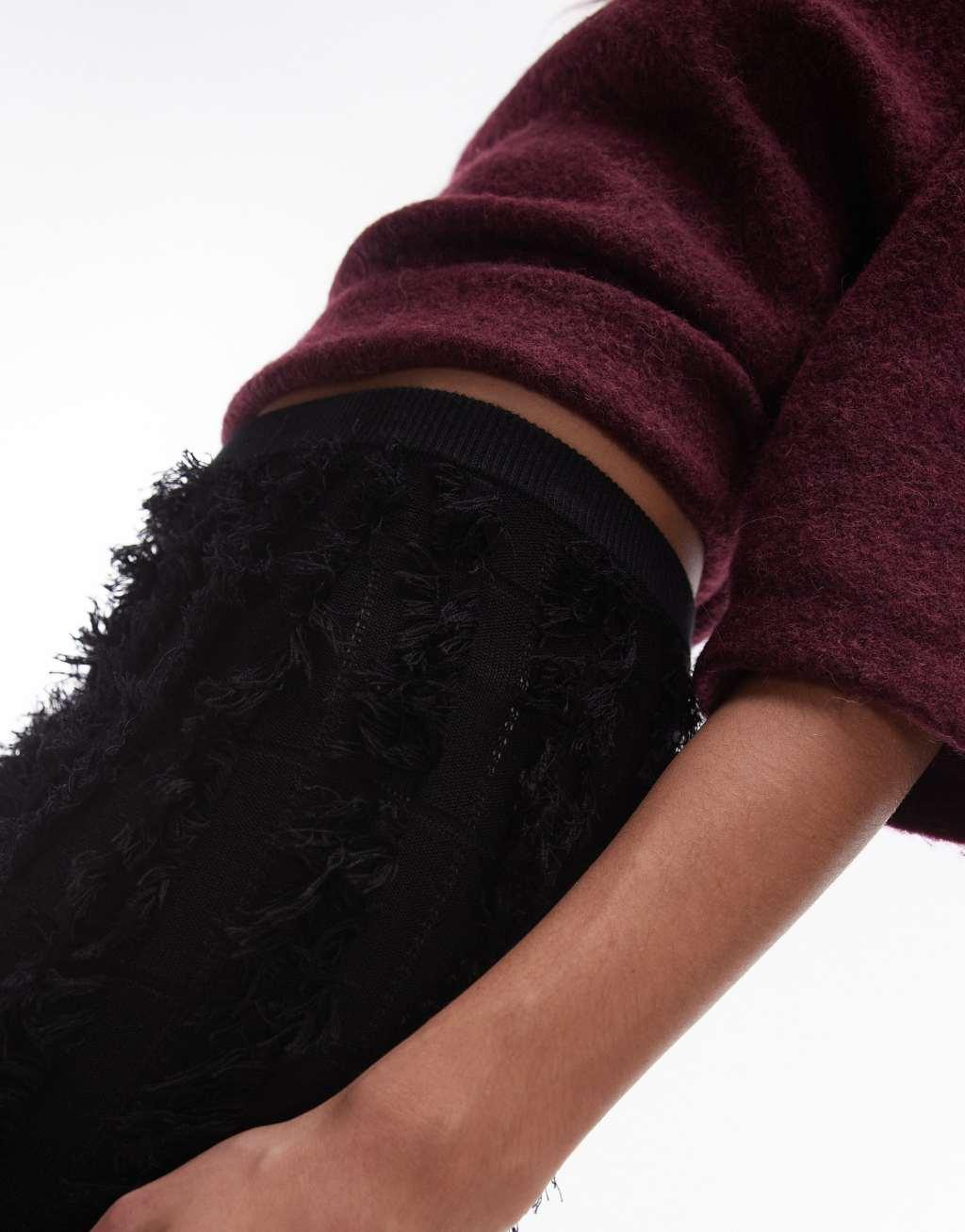 Topshop knit textured maxi skirt in black Product Image