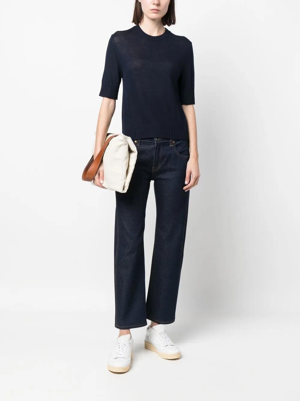 JIL SANDER Crew-neck Wool Top In Blue Product Image