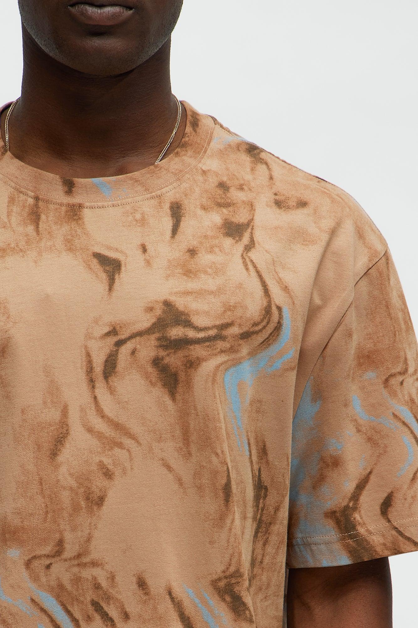 Marble Print Relaxed Tee - Taupe Product Image