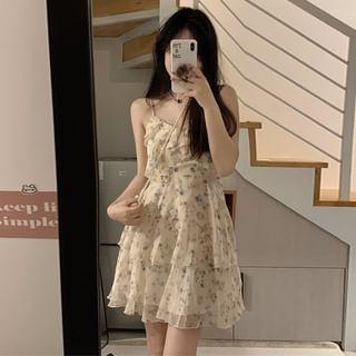 Spaghetti Strap Floral Mini A-Line Sundress Product Image