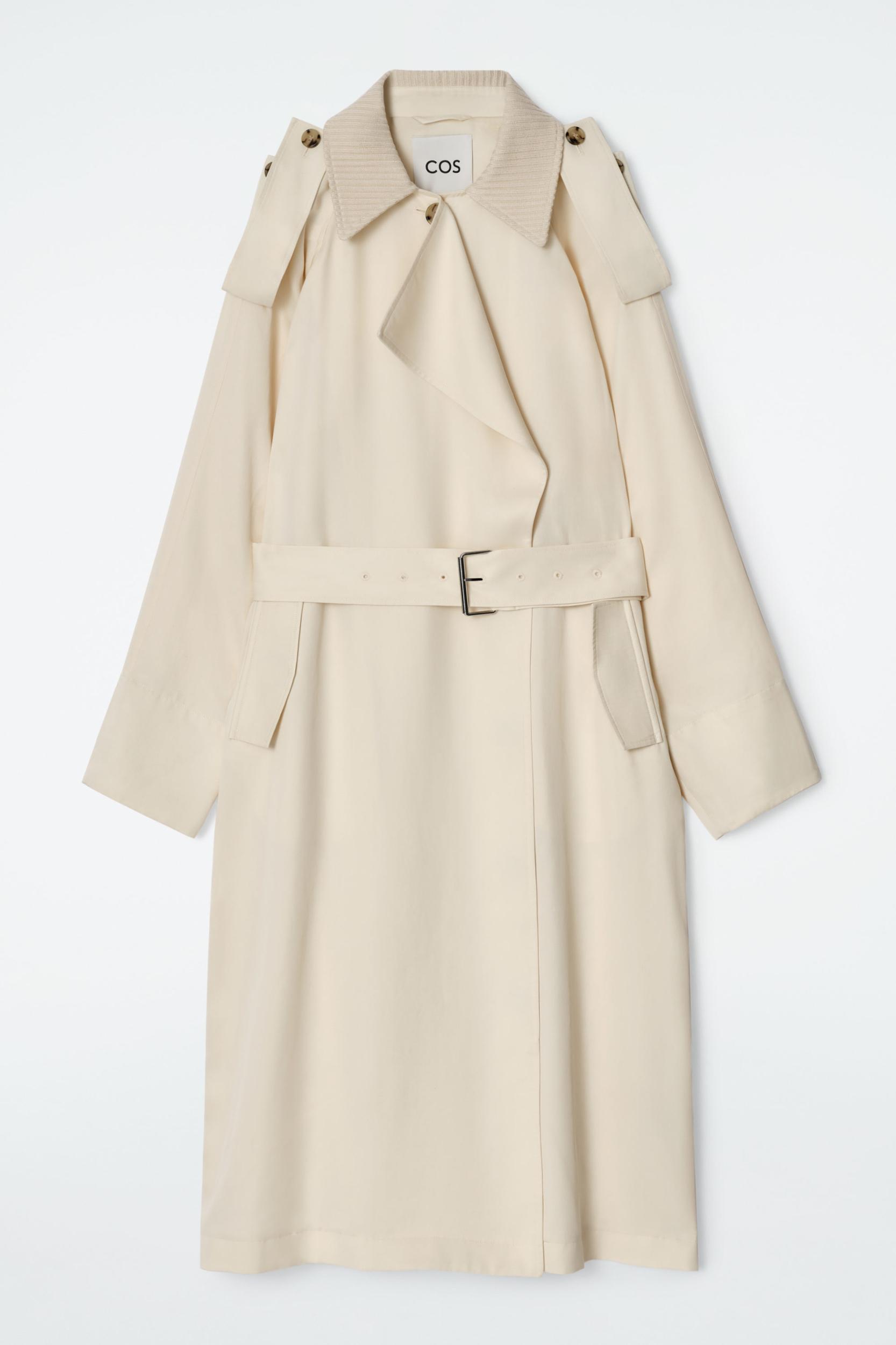 KNITTED-COLLAR TRENCH COAT Product Image