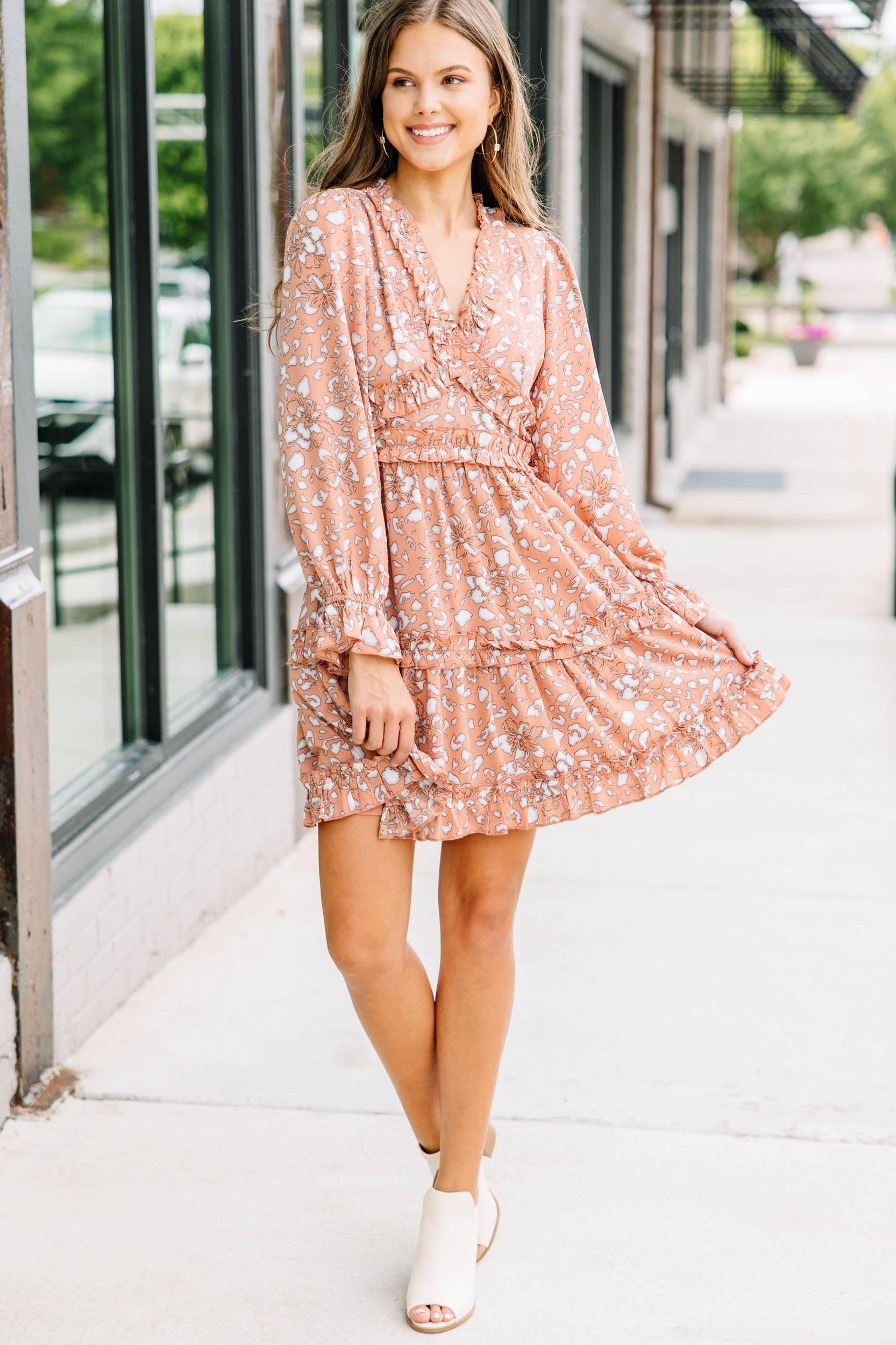 Give You Joy Clay Orange Printed Dress Female Product Image