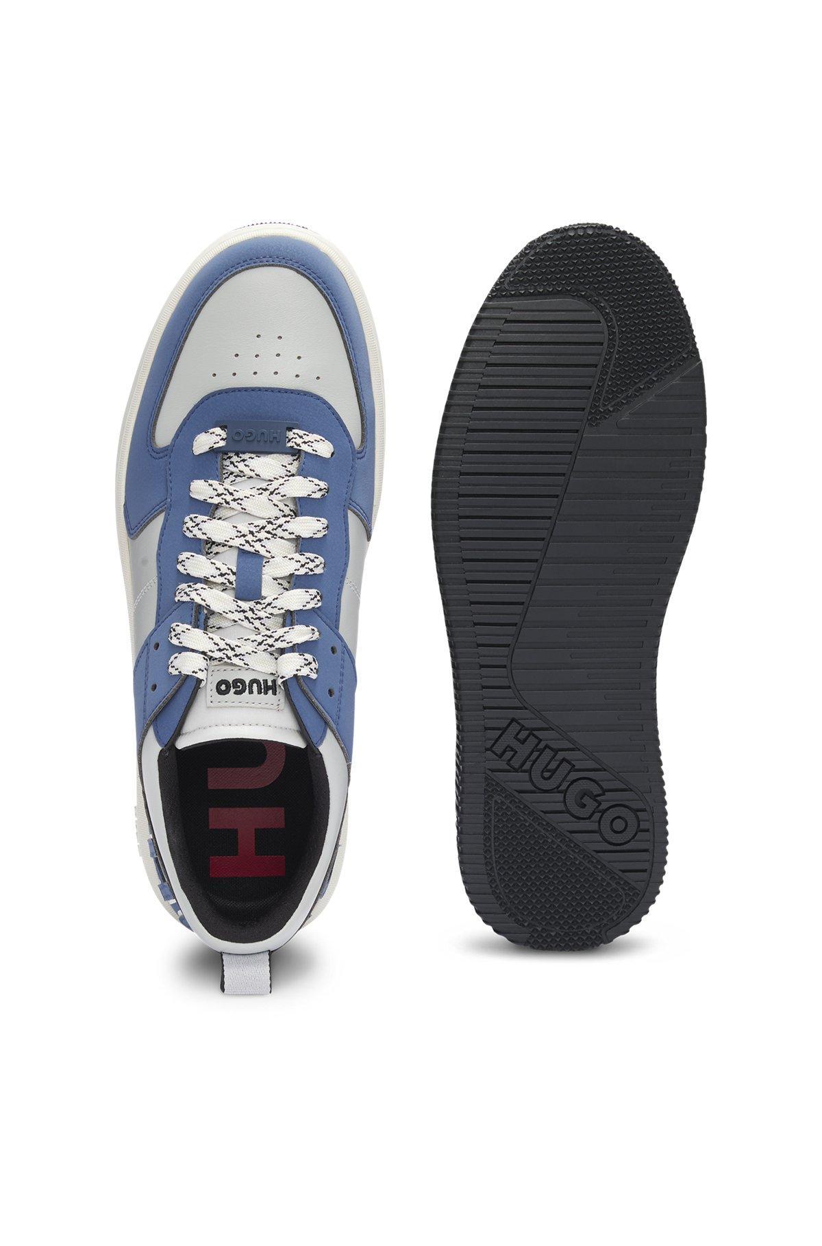 HUGO - Mixed-material trainers with two sets of laces - Light Blue Product Image
