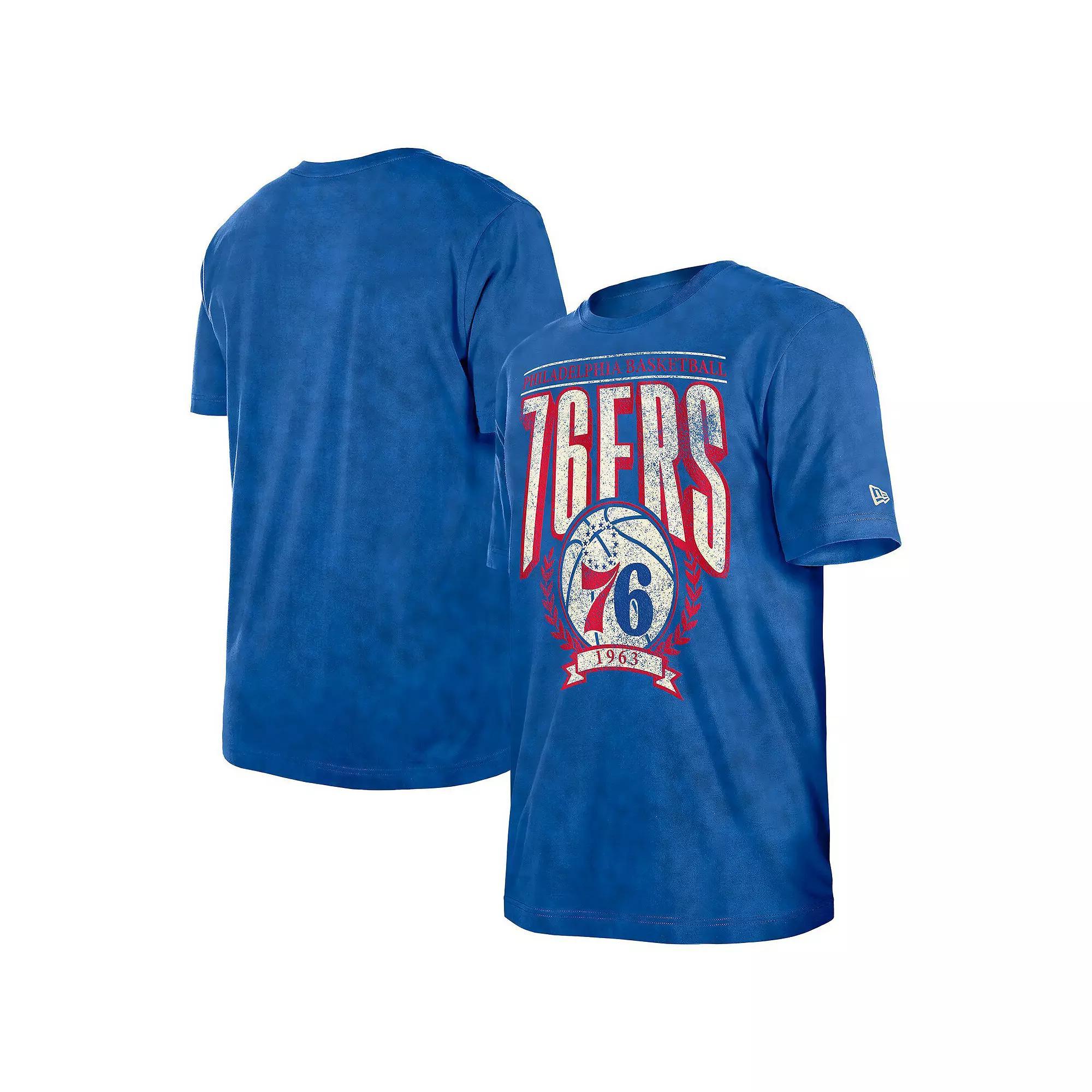 Men's New Era  Royal Philadelphia 76ers Hardwood Classics Oversized Boxy Mineral Wash T-Shirt, Size: 3XL, 76r Blue Product Image