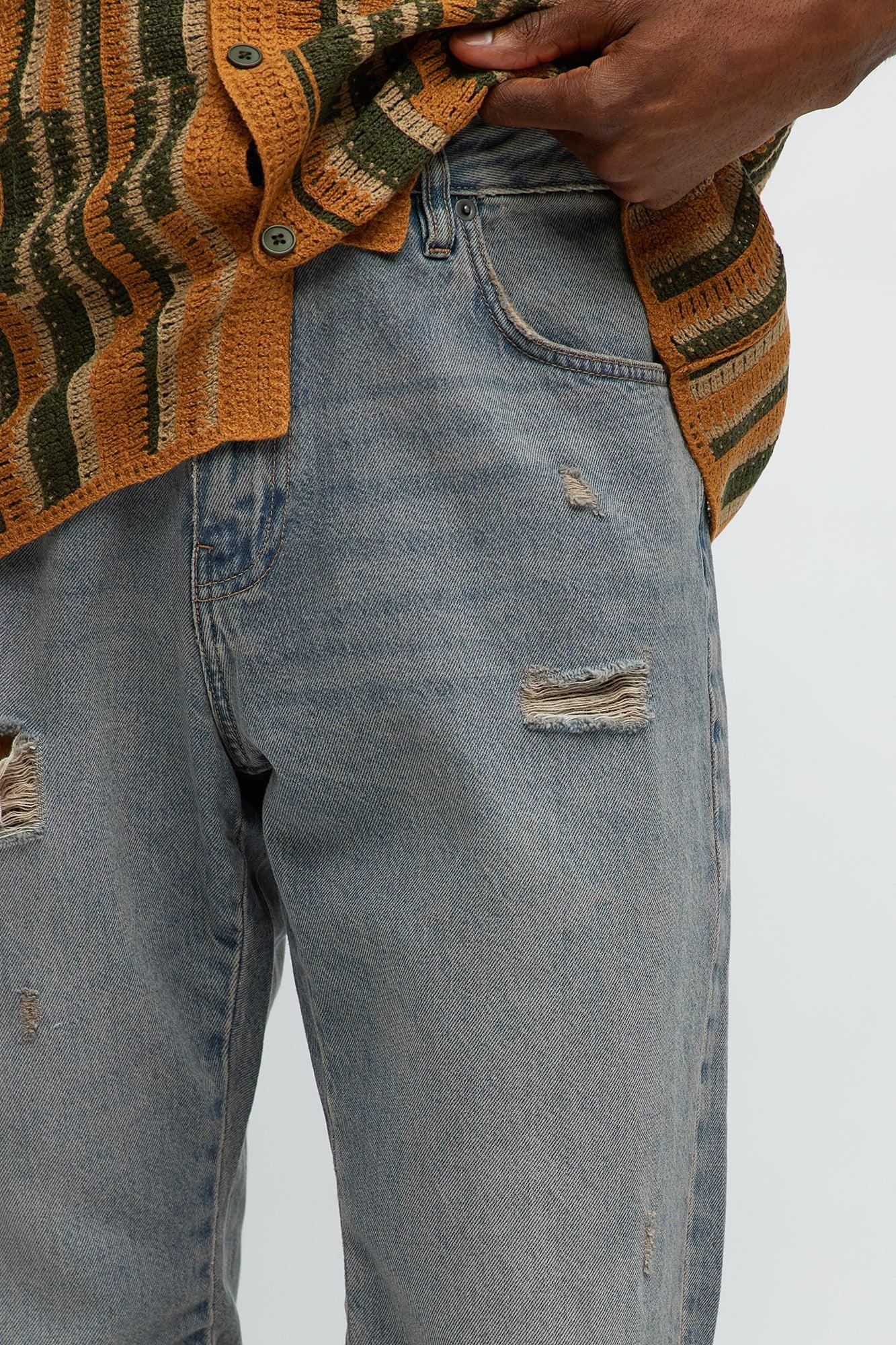 Don't Quit Ripped Stacked Slim Flare Jeans - Vintage Blue Wash Product Image