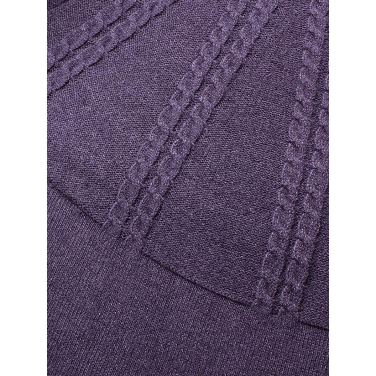 Plus Size Turtleneck Texture Cable Knit Pullover Eggplant Women Casual Long Sleeve Turtleneck Everyday Pullovers BloomChic 26/4X Product Image