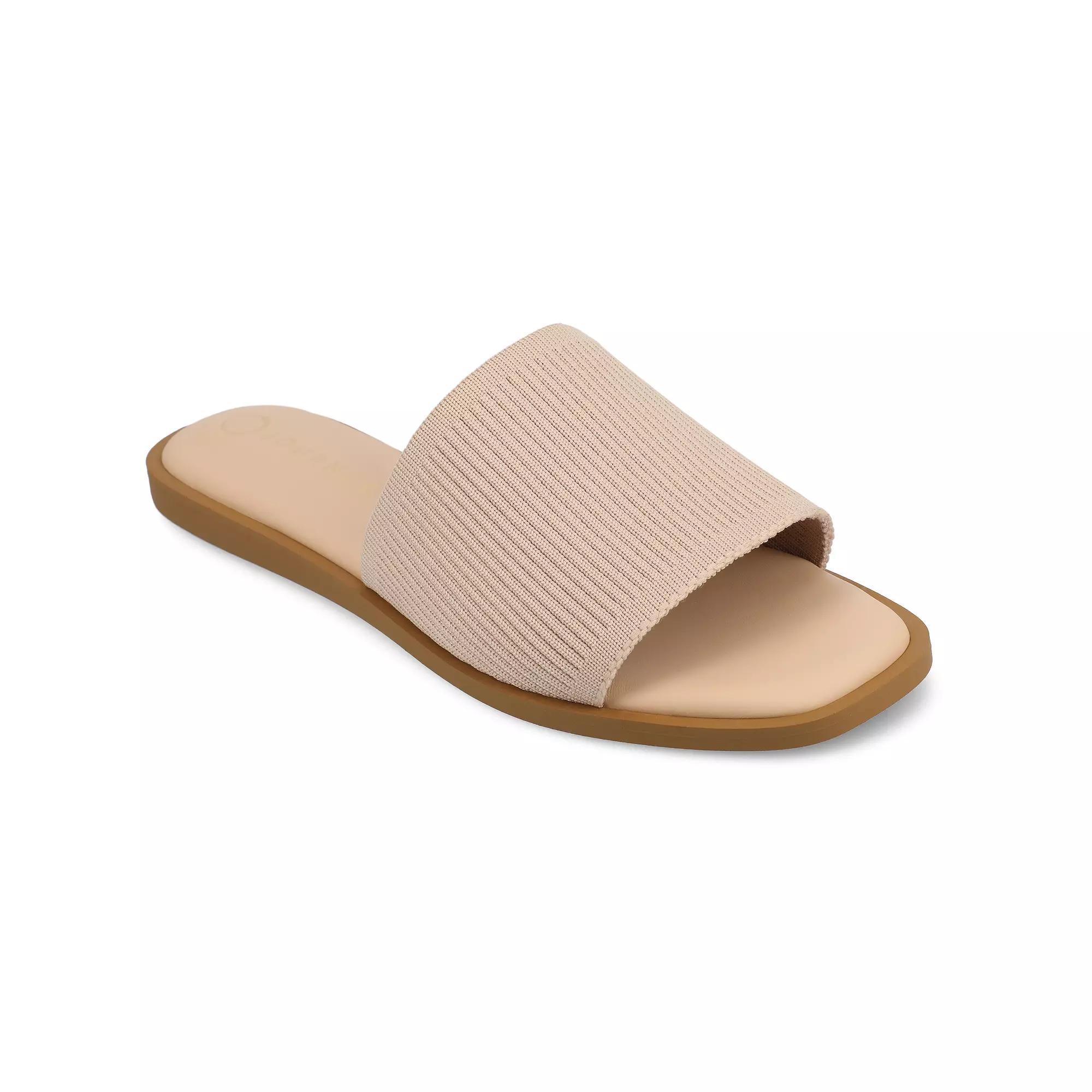 Journee Prisilla Women's Tru Comfort Foam Linen Slip On Slide Sandals, Size: 7.5, Blush Product Image