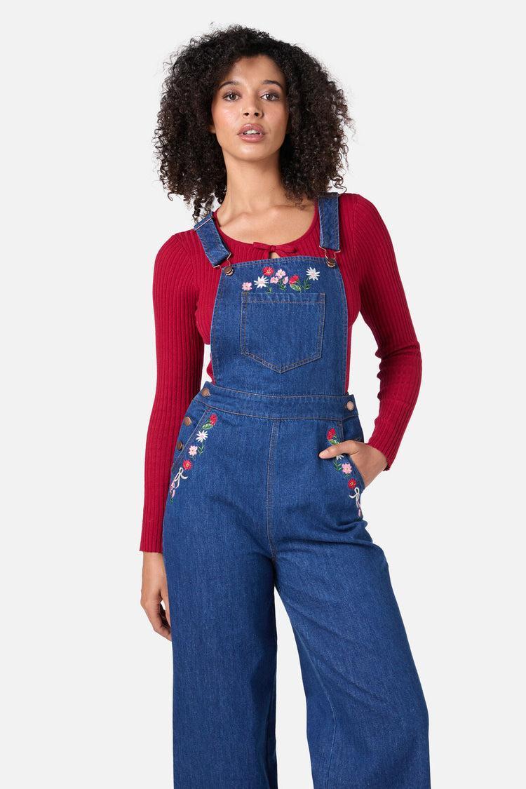 Flower Bow Embroidered Overall Product Image