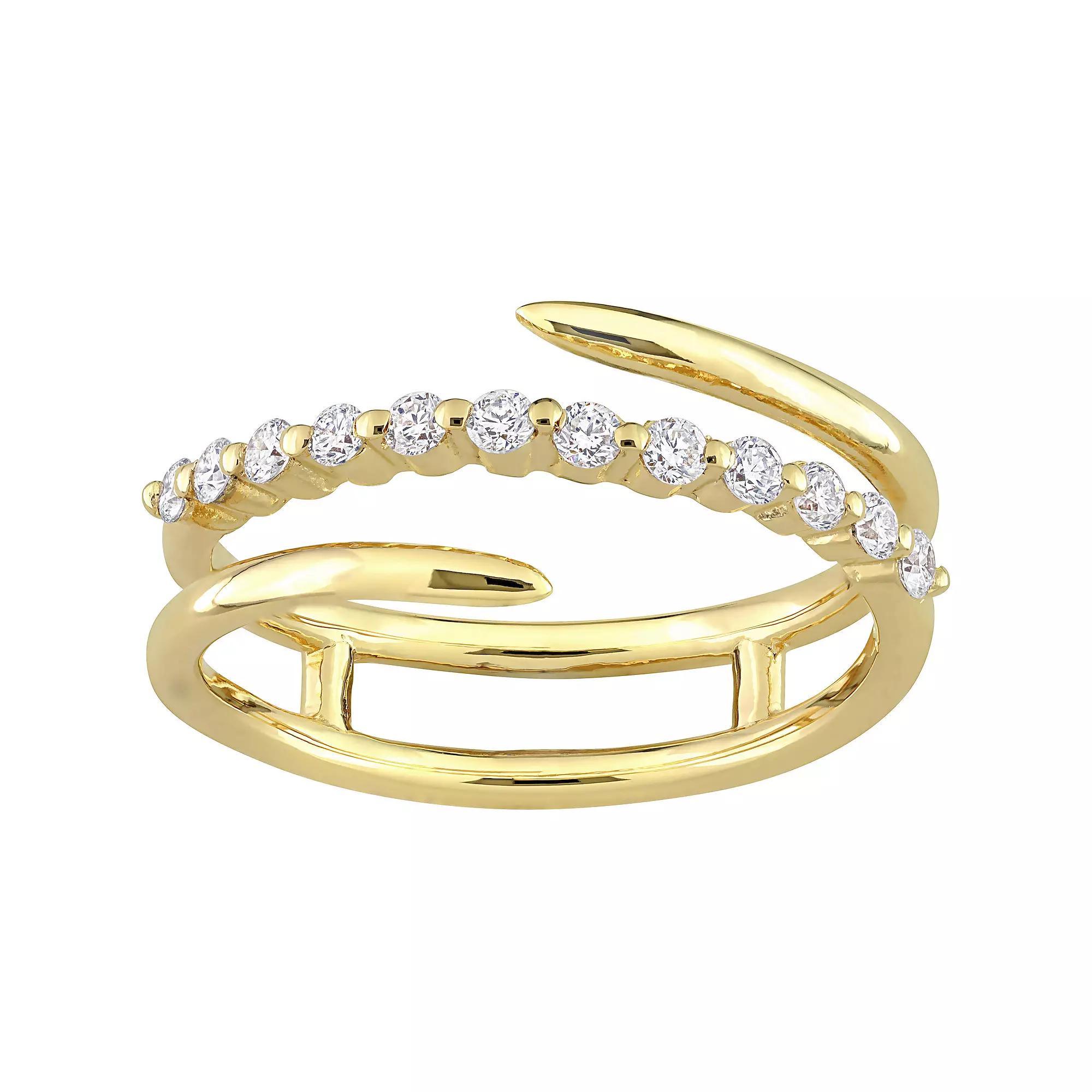 Stella Grace 18k Gold Over Sterling Silver 1/3 Carat T.W. Lab-Grown Diamond Swirl Ring, Women's, Size: 7, 18k Gold Plated Product Image