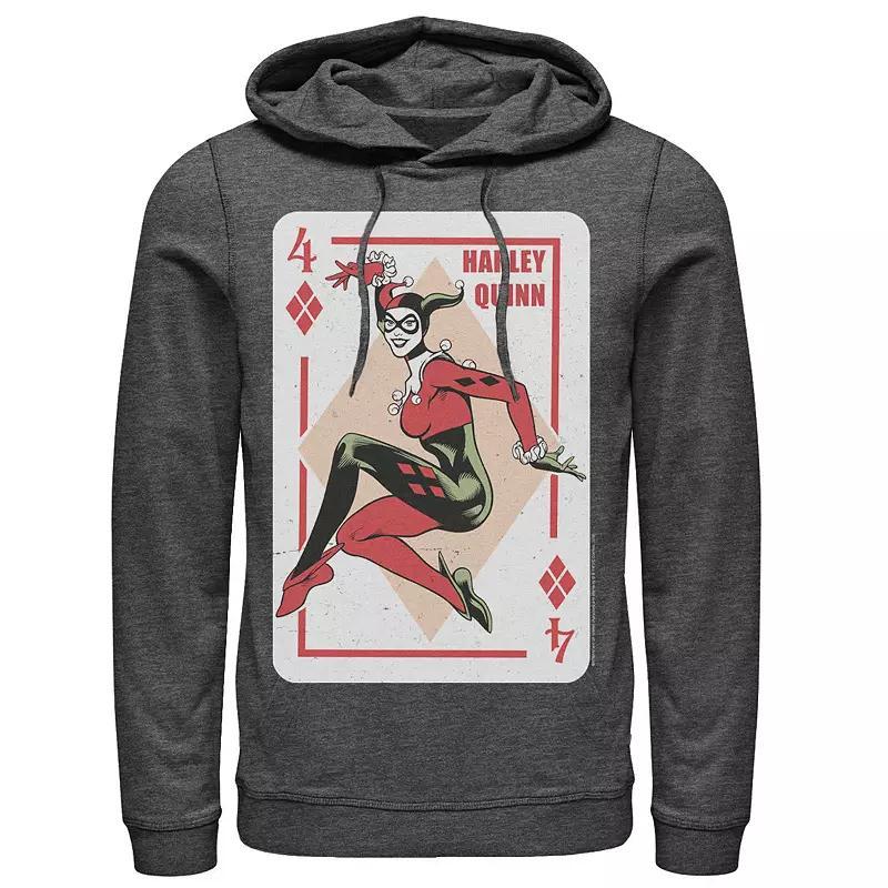 Men's DC Comics Harley Quinn Playing Card Hoodie, Size: Medium, Athletic Grey Product Image