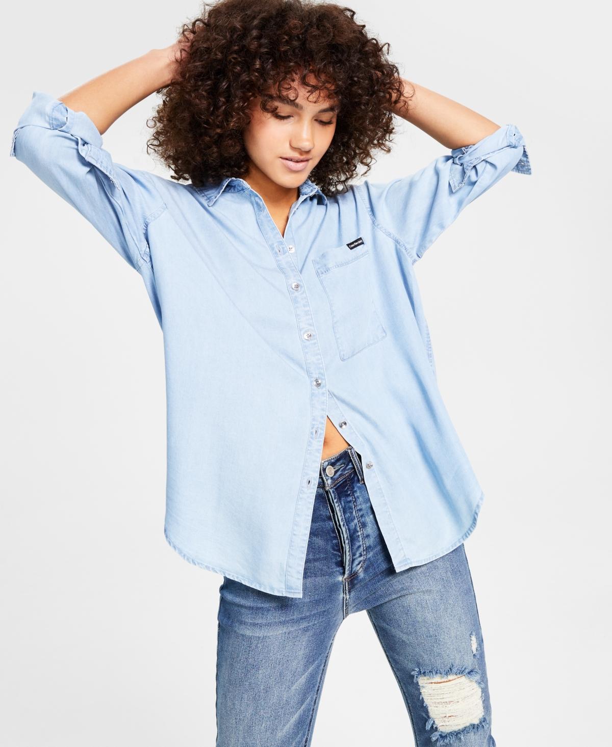 Calvin Klein Jeans Womens Button-Front Top Product Image