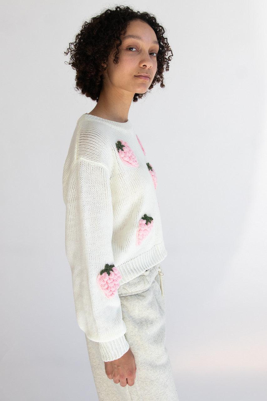 3D Strawberry Applique Sweater Product Image