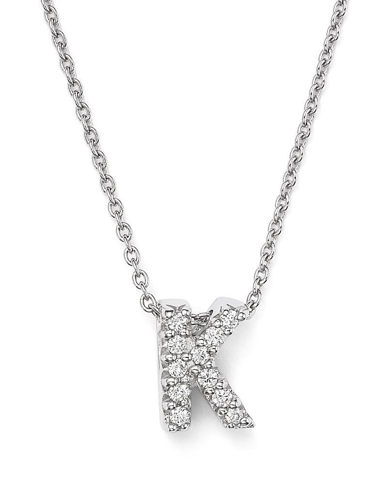 Roberto Coin 18K White Gold Initial Love Letter Pendant Necklace with Diamonds, 16 Product Image