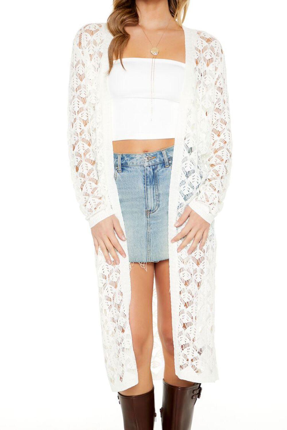 Crochet Lace Duster Cardigan Sweater | Forever 21 Product Image