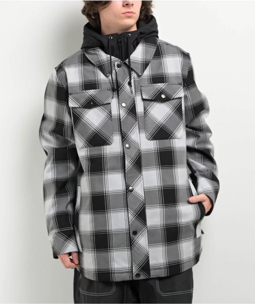 Empyre Traversed Black & Grey Plaid Snowboard Jacket Product Image