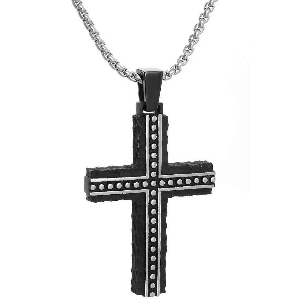 Men's LYNX Two Tone Cross Pendant Necklace, Size: 24" Product Image