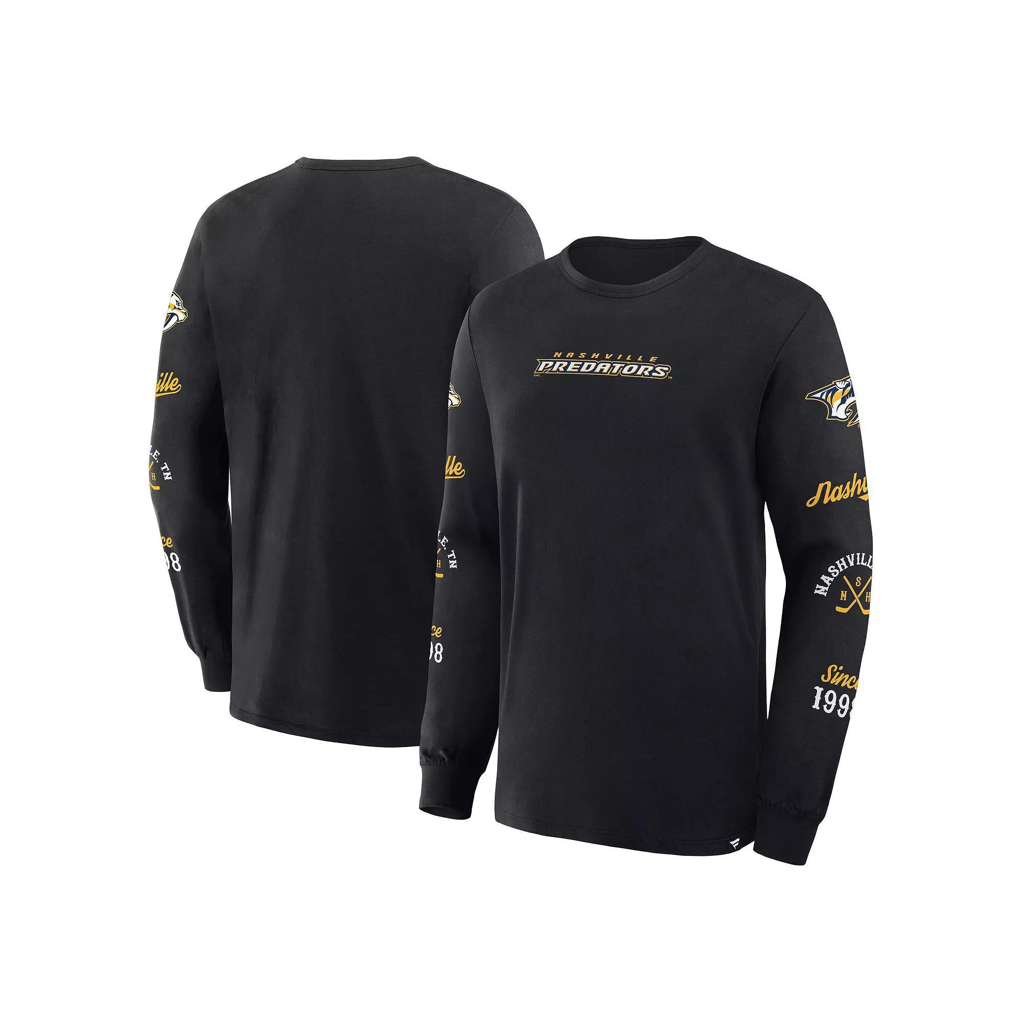 Men's Fanatics Black Nashville Predators Boxed In Legacy Long Sleeve T-Shirt, Size: 3XL, Pdt Black Product Image