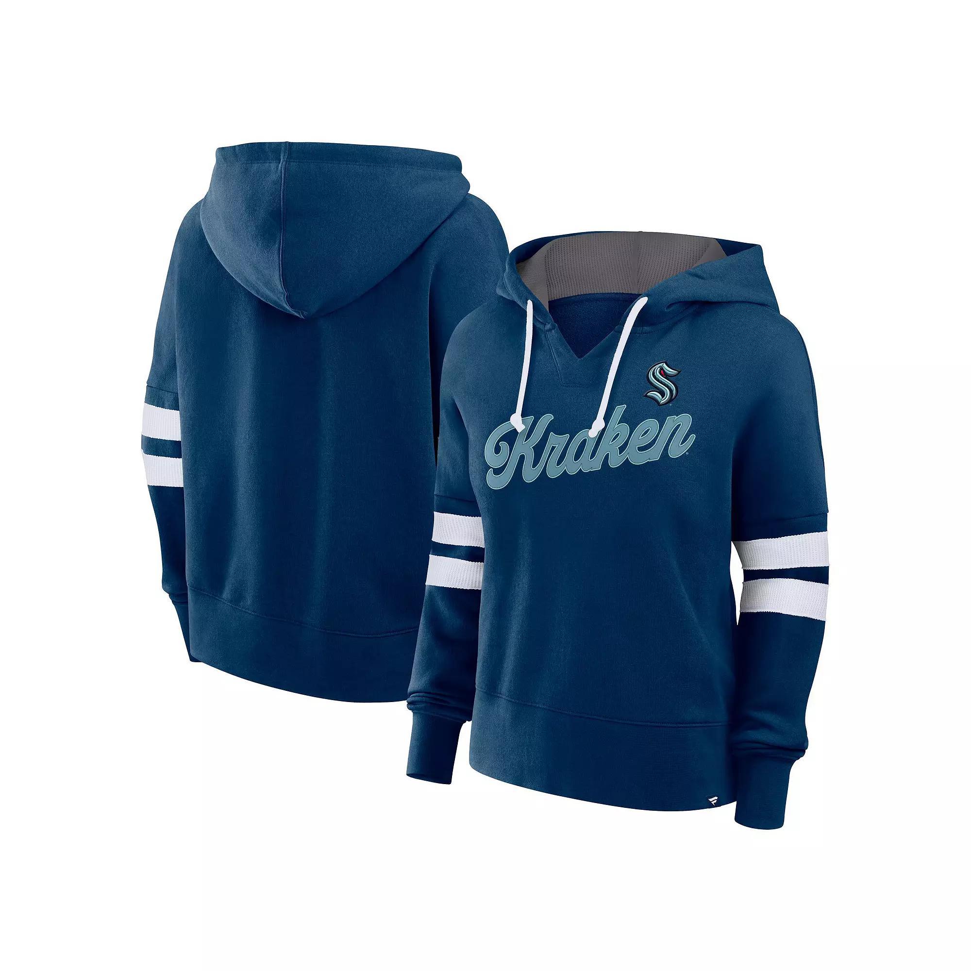 Women's Fanatics Deep Sea Blue Seattle Kraken Seize Fleece Pullover Hoodie, Size: Medium, Krk Blue Product Image