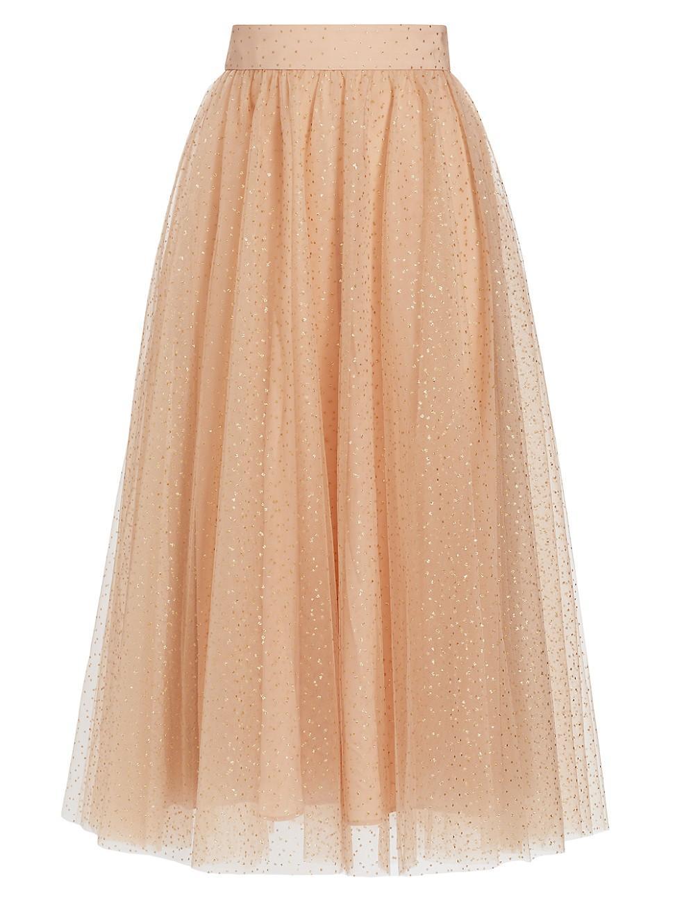 Womens Metallic-Dot Tulle Midi-Skirt Product Image