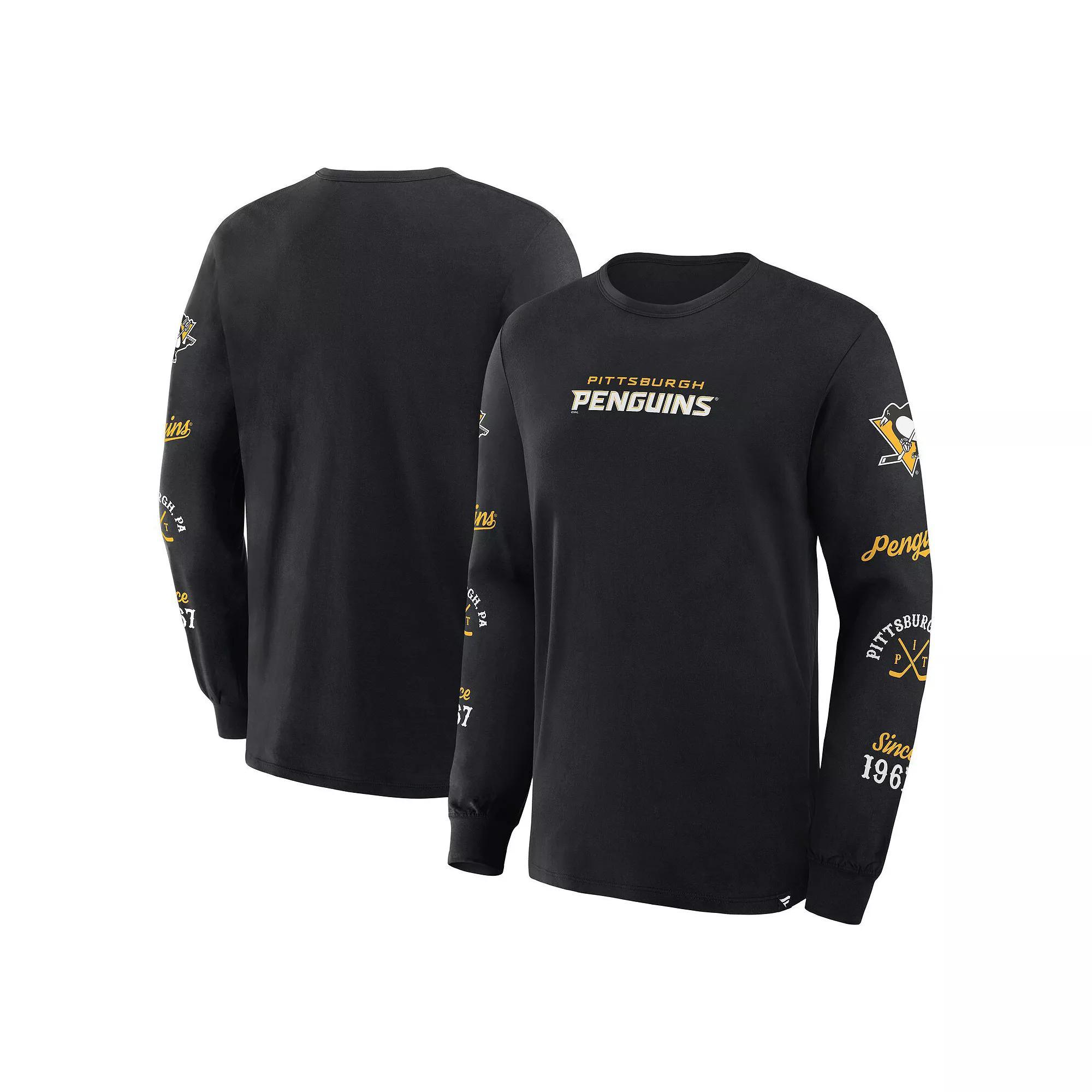 Men's Fanatics Black Pittsburgh Penguins Boxed In Legacy Long Sleeve T-Shirt, Size: Small Product Image