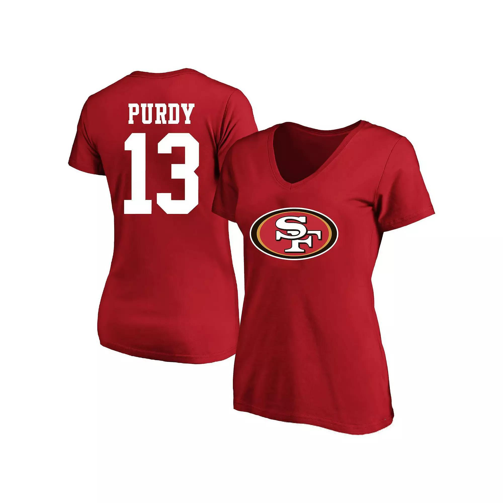 Women's Fanatics Brock Purdy Scarlet San Francisco 49ers Plus Size Player Name & Number V-Neck T-Shirt, Size: 2XL, Red Product Image