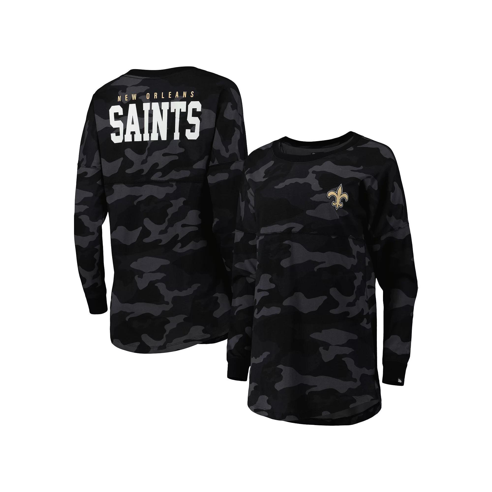 Women's New Era Black New Orleans Saints Camo Long Sleeve T-Shirt, Size: XS Product Image