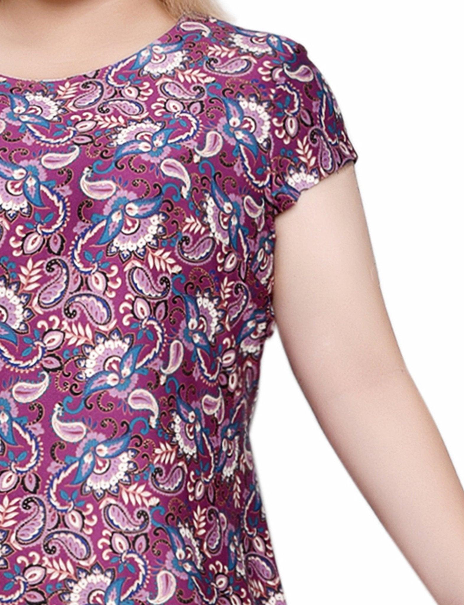 Plum Otrera Border Print Knee Length Dress - Plus Product Image