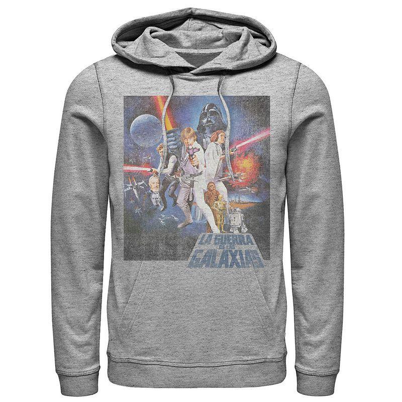 Men's Star Wars La Guerra De Las Galaxias Faded Poster Hoodie, Size: XXL, White Product Image