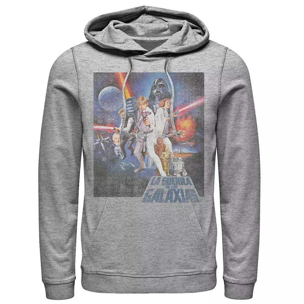 Men's Star Wars La Guerra De Las Galaxias Faded Poster Hoodie, Size: XXL, White Product Image