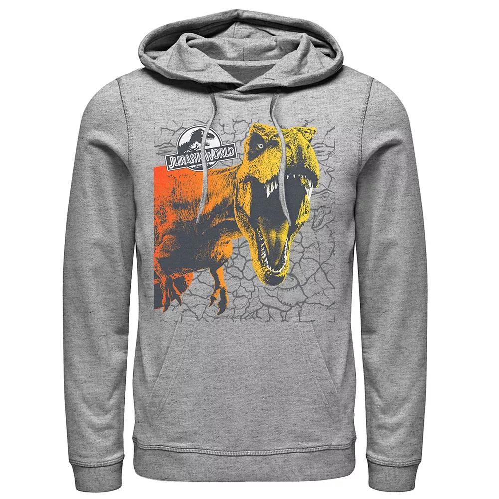 Men's Jurassic World Two T-Rex Color Pop Cracks Hoodie, Size: XL, Athletic Grey Product Image