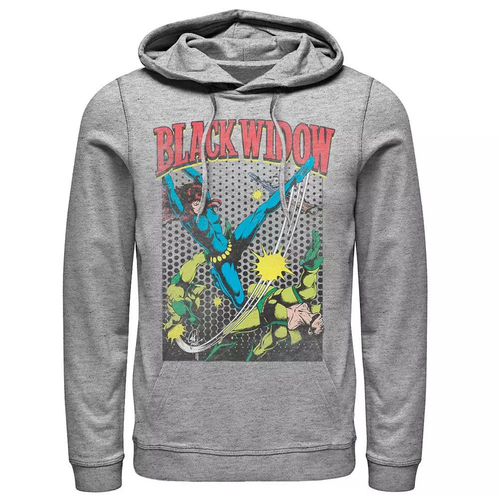 Men's Marvel Black Widow Classic Retro Comic Swing Hoodie, Size: 3XL, Athletic Grey Product Image
