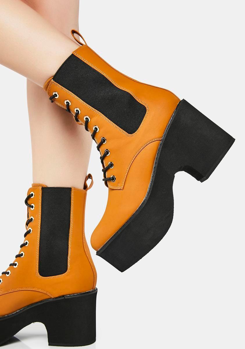 Camel Ruben Platform Combat Boots Product Image